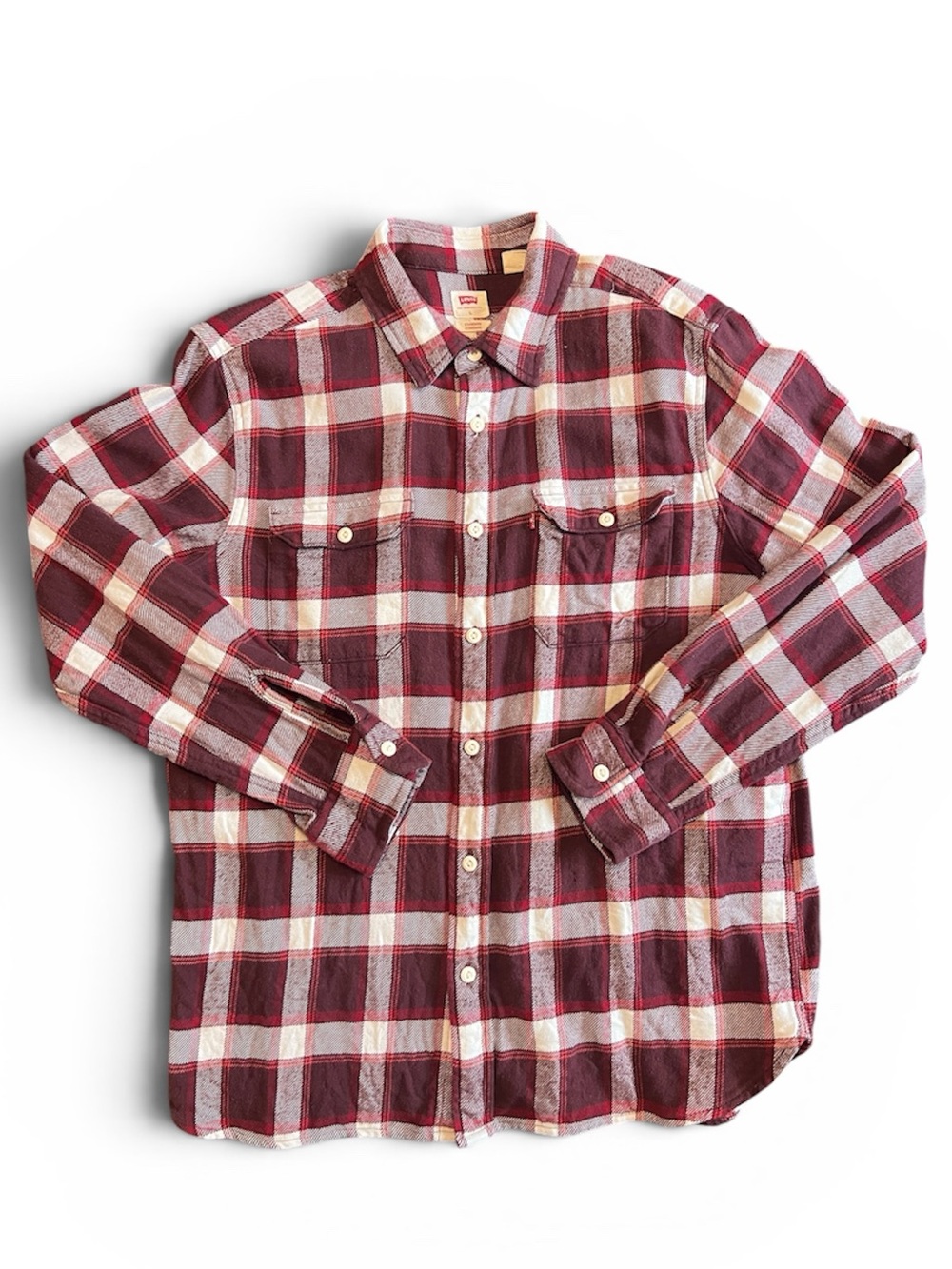 Levi's Burgundy and White Plaid Button-Down Shirt